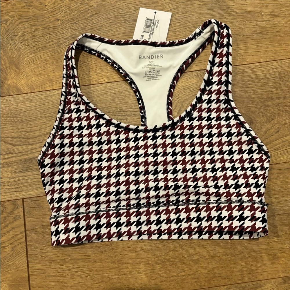 Bandier houndstooth sports bra NWT small